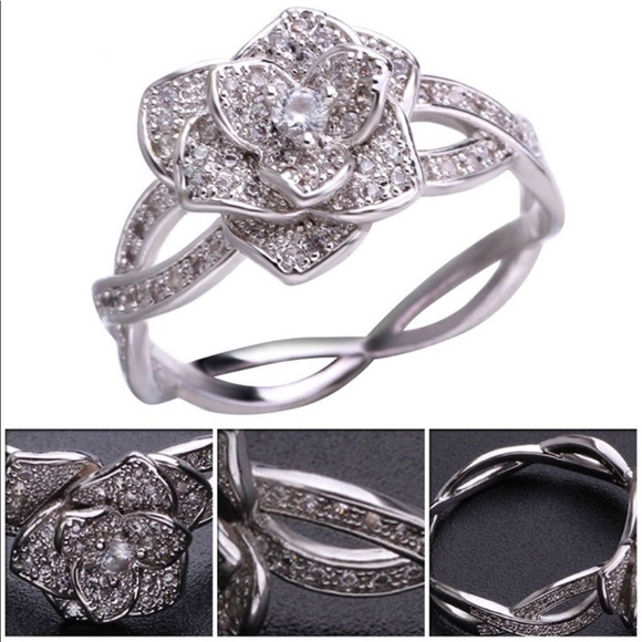 Silver Rose Pedal Ring - Picture 1 of 8